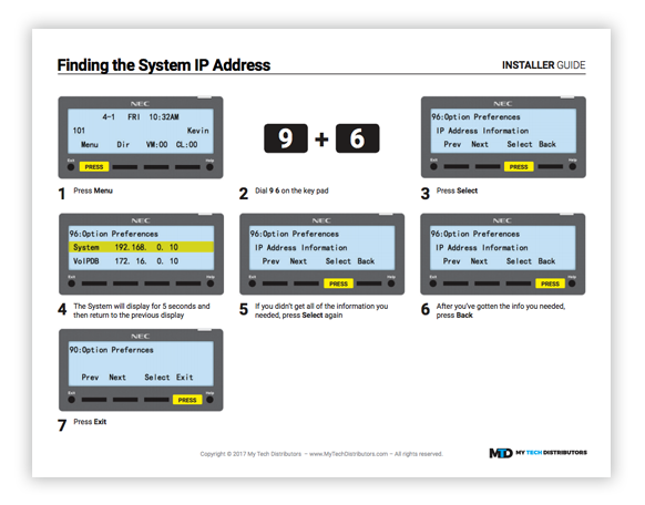 NEC SL2100 Visual Installer Guide