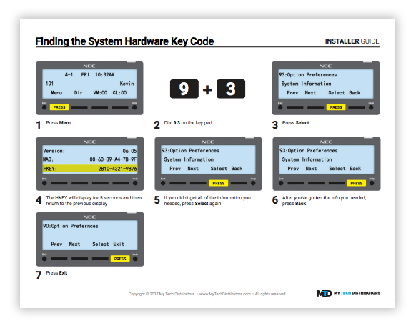 NEC SL2100 Visual Installer Guide